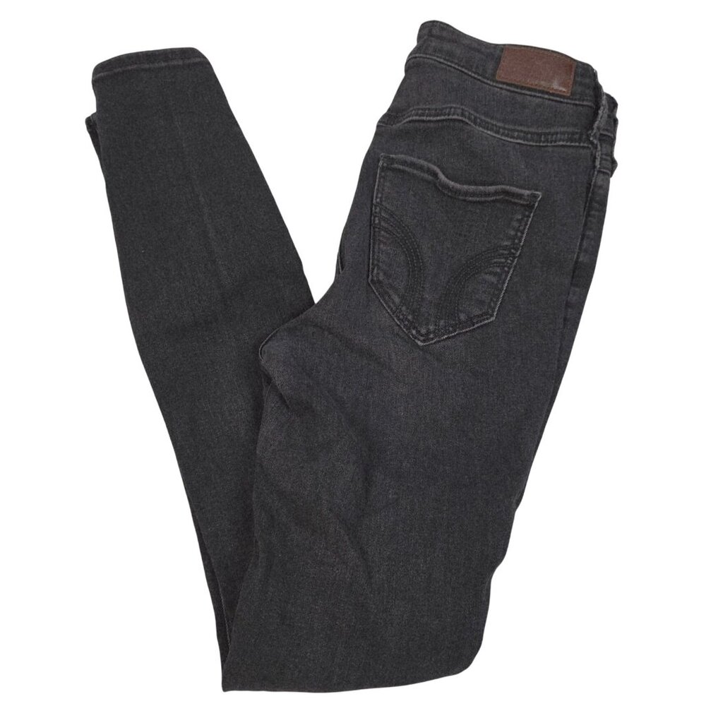Hollister Womens Super Skinny Jeans Size 5R W27 L30 Distressed Black Denim